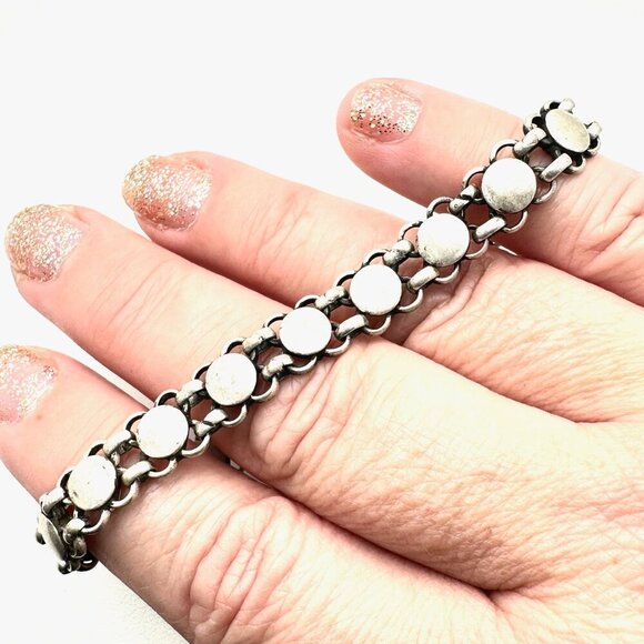 Vintage Traditional Indian Sterling Silver Bracelet Reversible Design - Picture 6 of 6